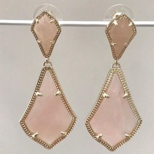 Kendra Scott Alexa rose quartz gold tone earrings